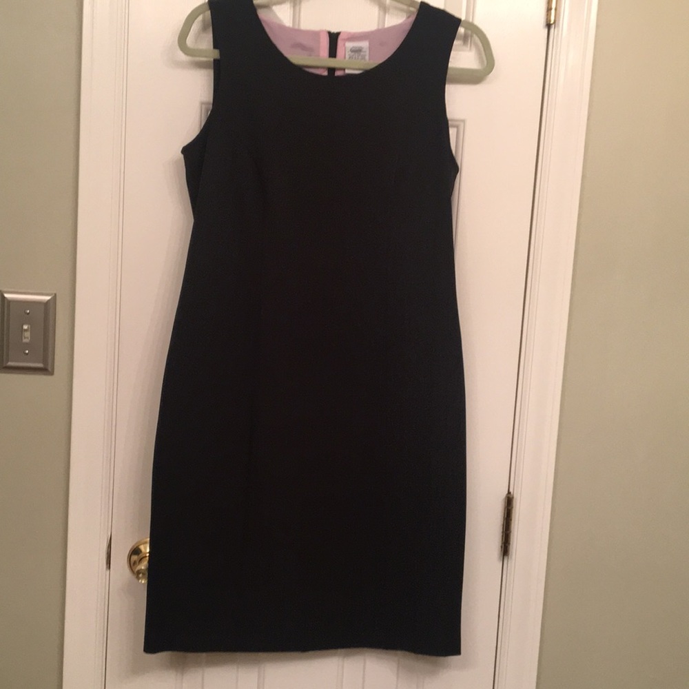 Black on Black Pinstriped Sheath Dress